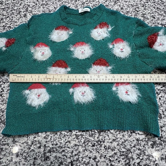 Fuzzy Santa Heads Ugly Christmas Sweater - Picture 6 of 9